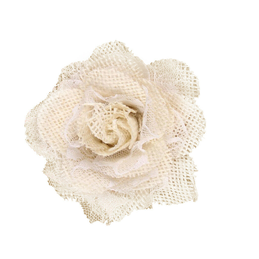 Lot of 5pcs Hessian Lace Rose Heads Party Home DIY Craft Decoration