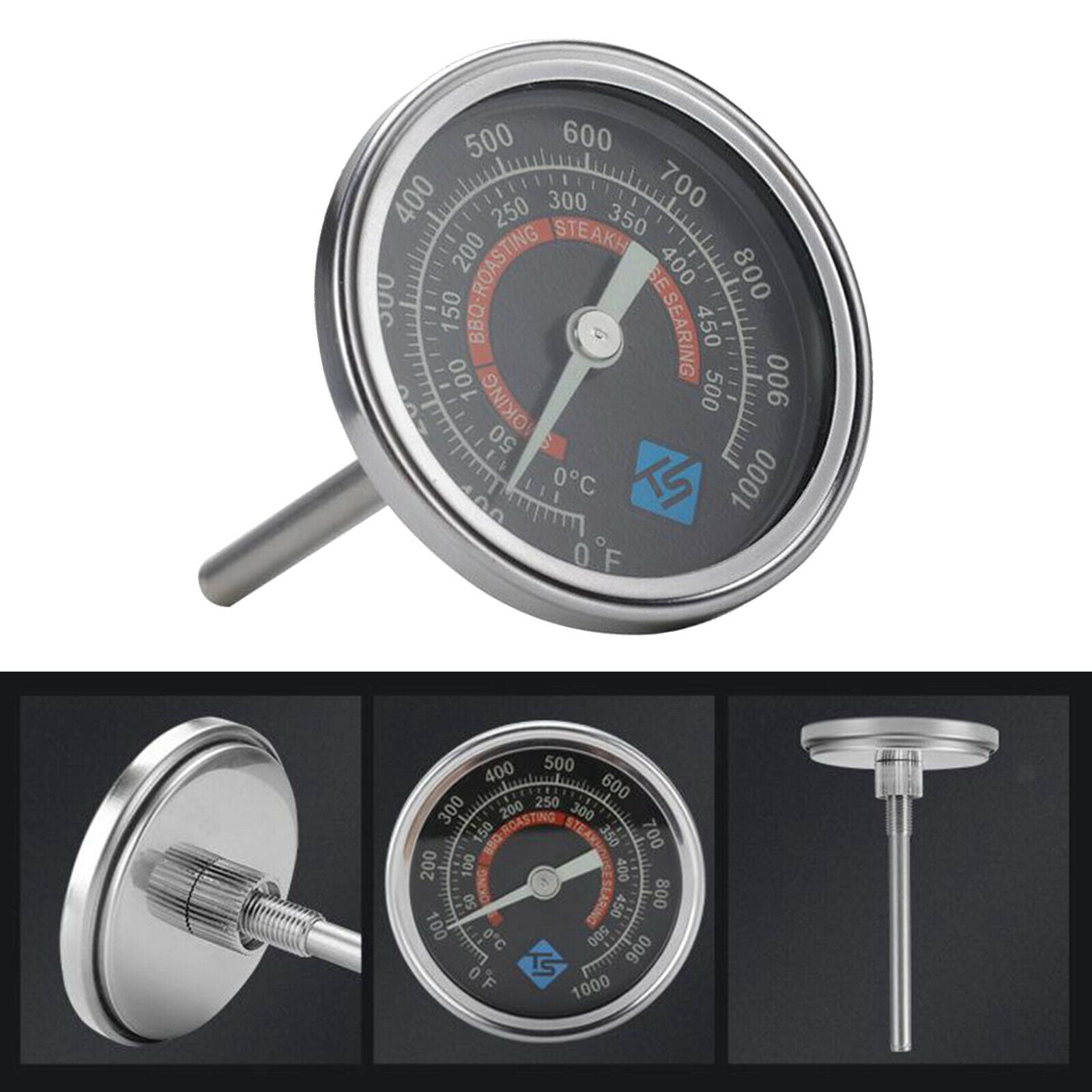 Heavy Duty BBQ Smoker Grill Thermometer Waterproof Barbecue for Wood Stove