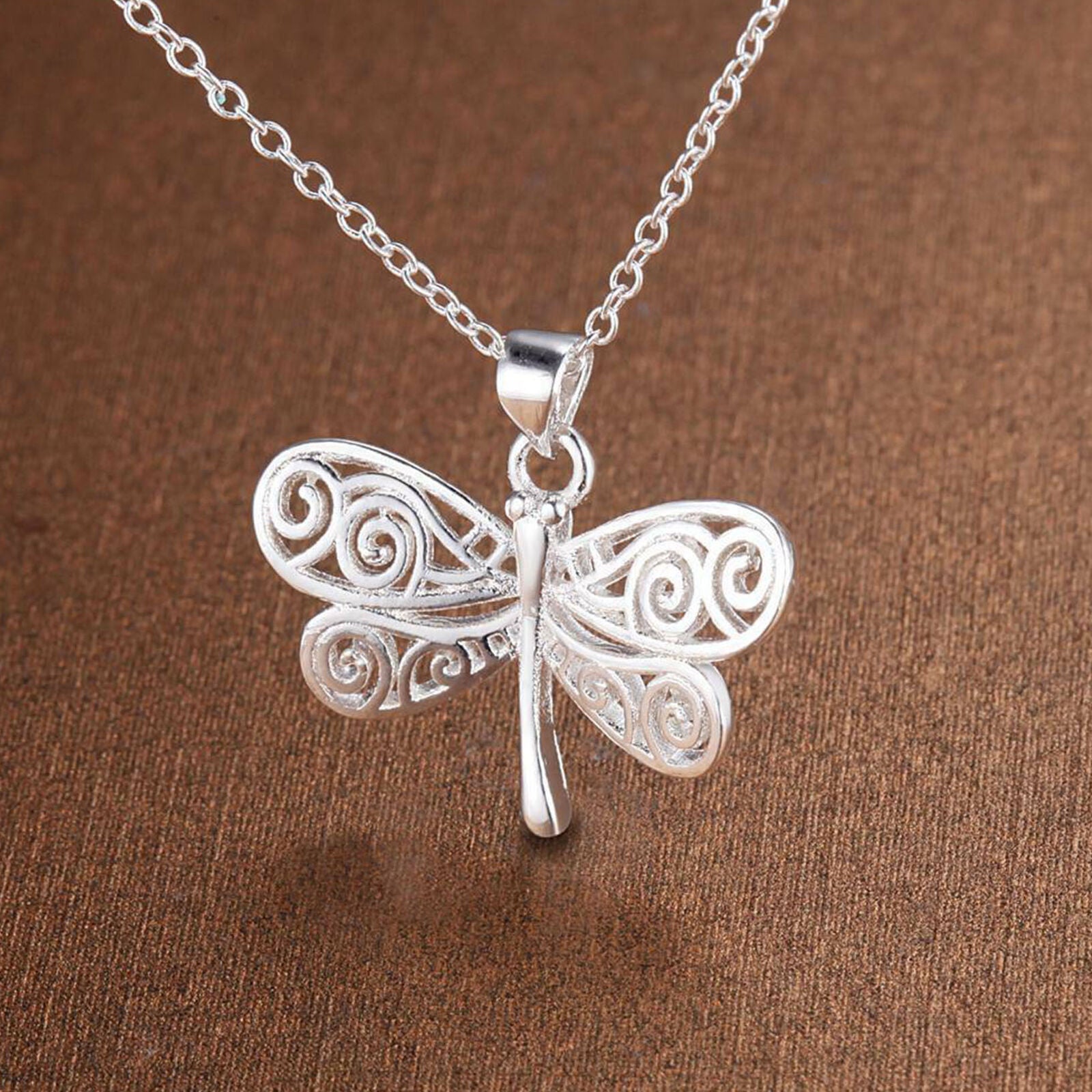 Cute Dragonfly Pendant Necklace Women 925 Jewelry Fashion Gift