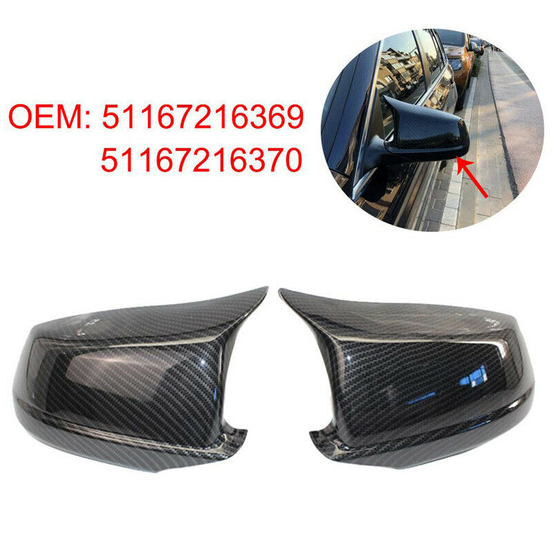 Carbon Fiber Door Side Wing Mirror Cover Caps For BMW 5 Series F10 2011-2013