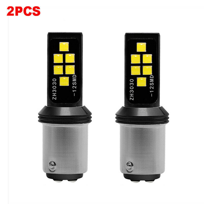 2Pcs 1157 Switchback LED Front Turn Signal Parking DRL Light Bulbs White Lamp