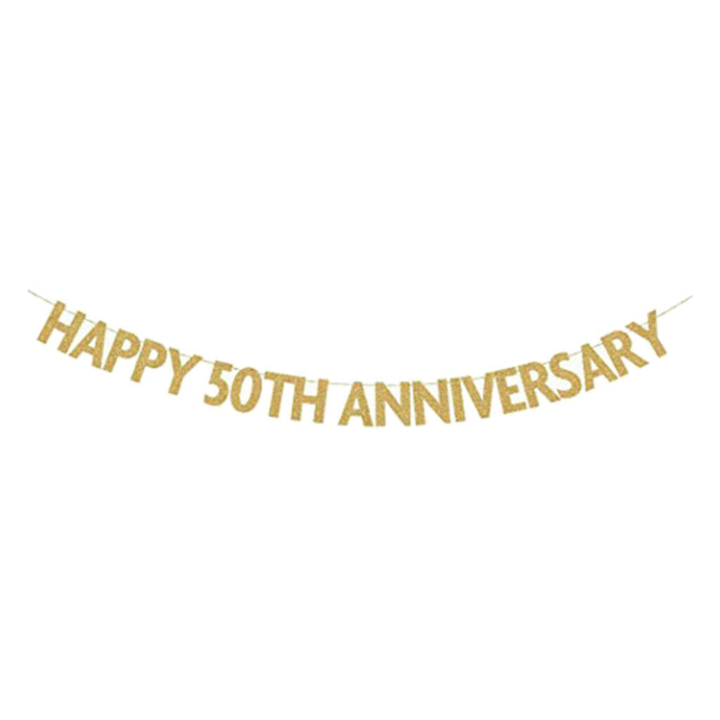 Glitter 50th Bunting Banner Anniversary Birthday Wedding Party Hanging Sign