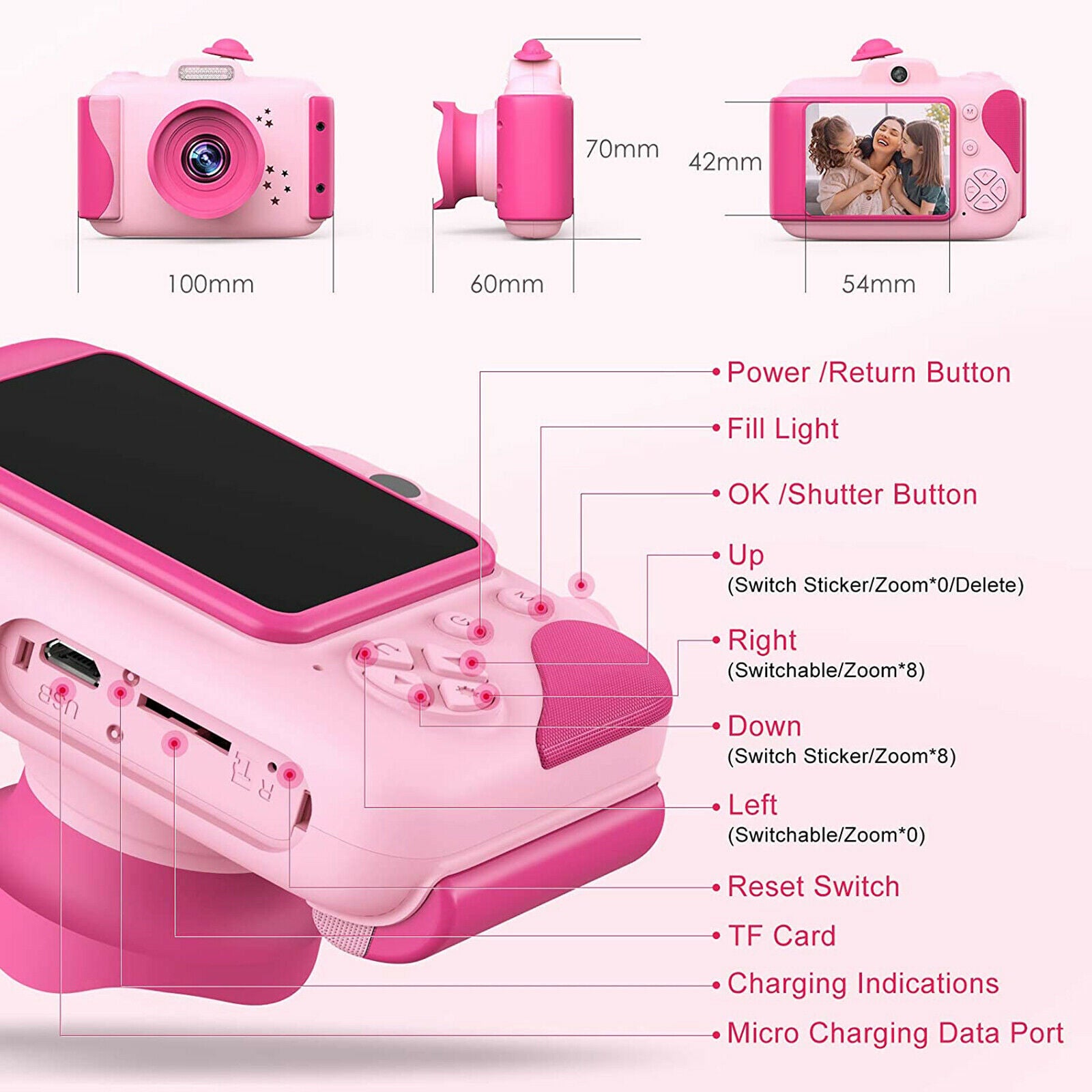 Kids Camera Birthday for Girls Toys 2.4 Inch Toddler Video Digital Cameras