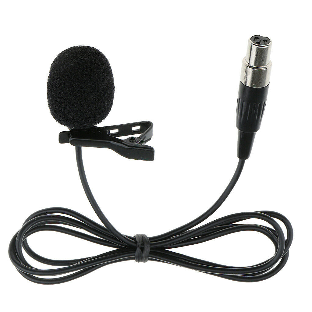 2x Wired Lavalier Microphone Mic with Clip 3 Pin XLR 3.3ft Tie Clip-on