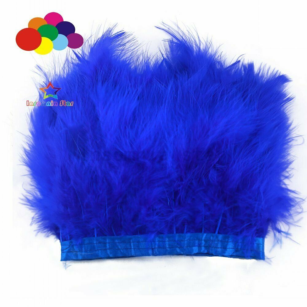 2 Meter Size 6-7 INCH Sapphire Marabou Feathers Trim Fringe Clothing Sewing