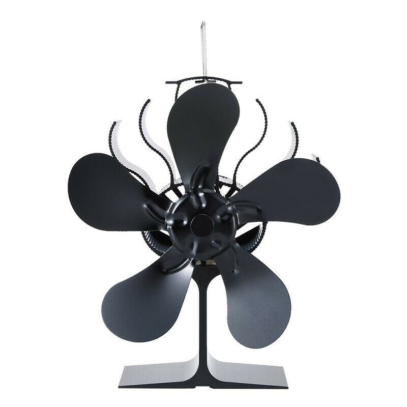 5-Blade Heat Powered Wood Stove Fan Log Wood Burner Top Eco Fireplace Fan