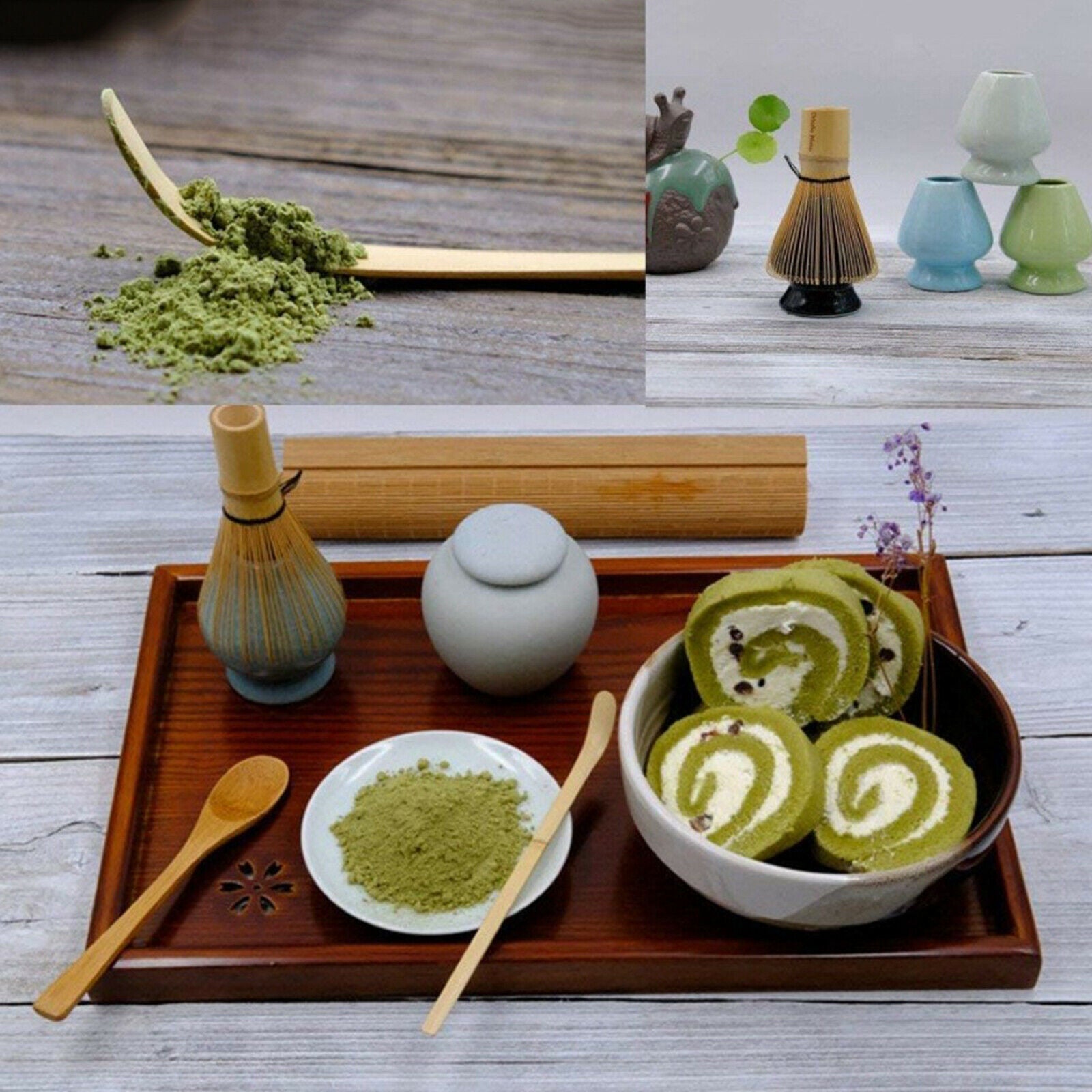 Matcha Tea Whisk Set Bamboo Tea Scoop Matcha Ceremony Starter Flower