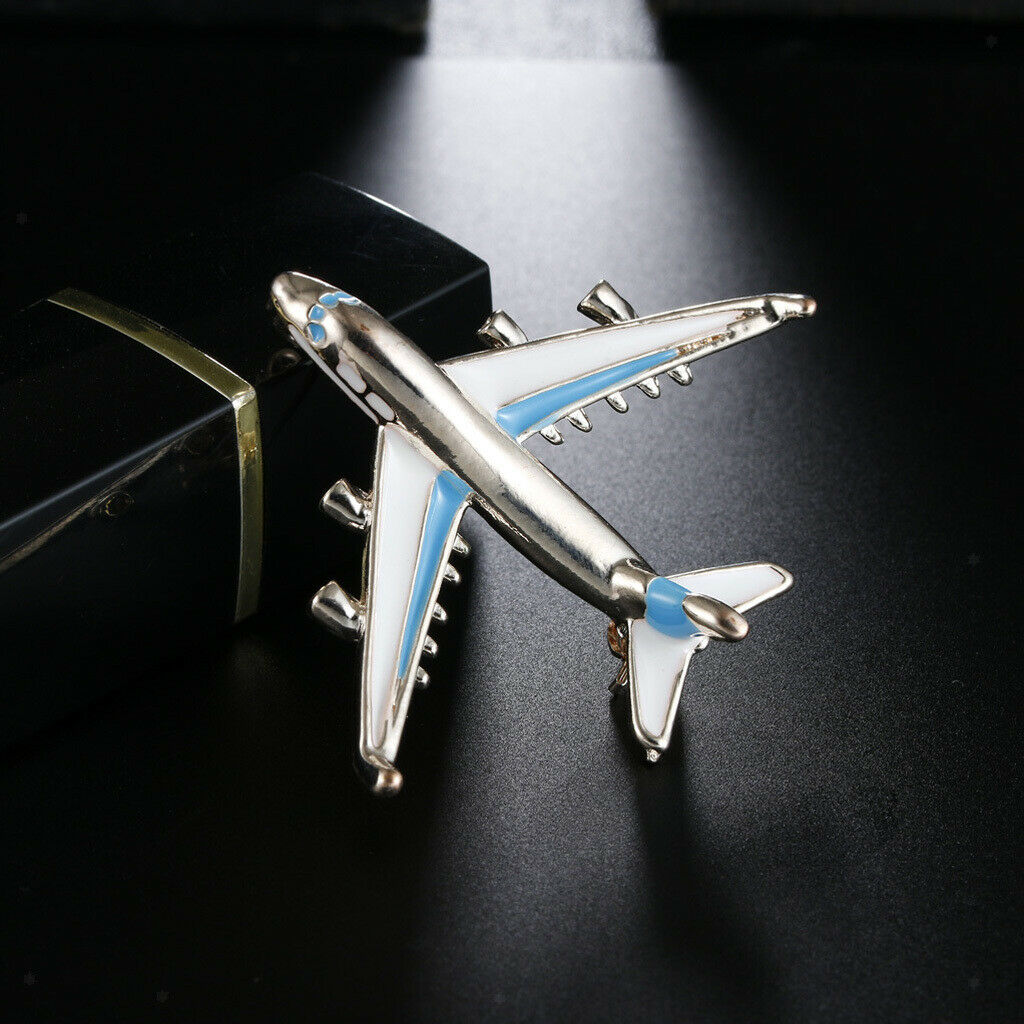 4X Women Men Jewelry Airplane Aircraft Brooch Fashion Corsage Collar Pin Blue