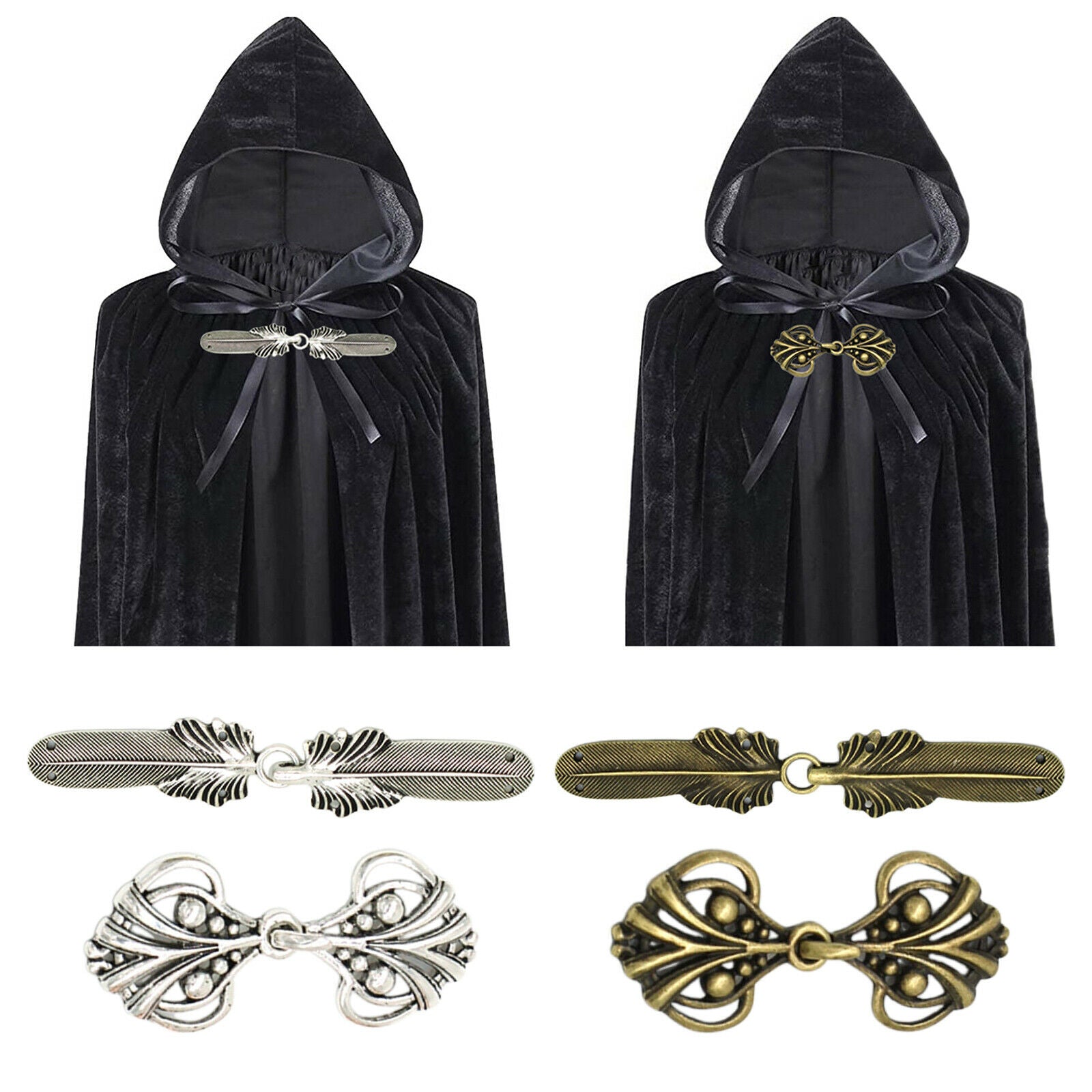 4Pair Cardigan Sweater Pins Buckle Hooks Eyes Brooch Clip Fastener Shirt