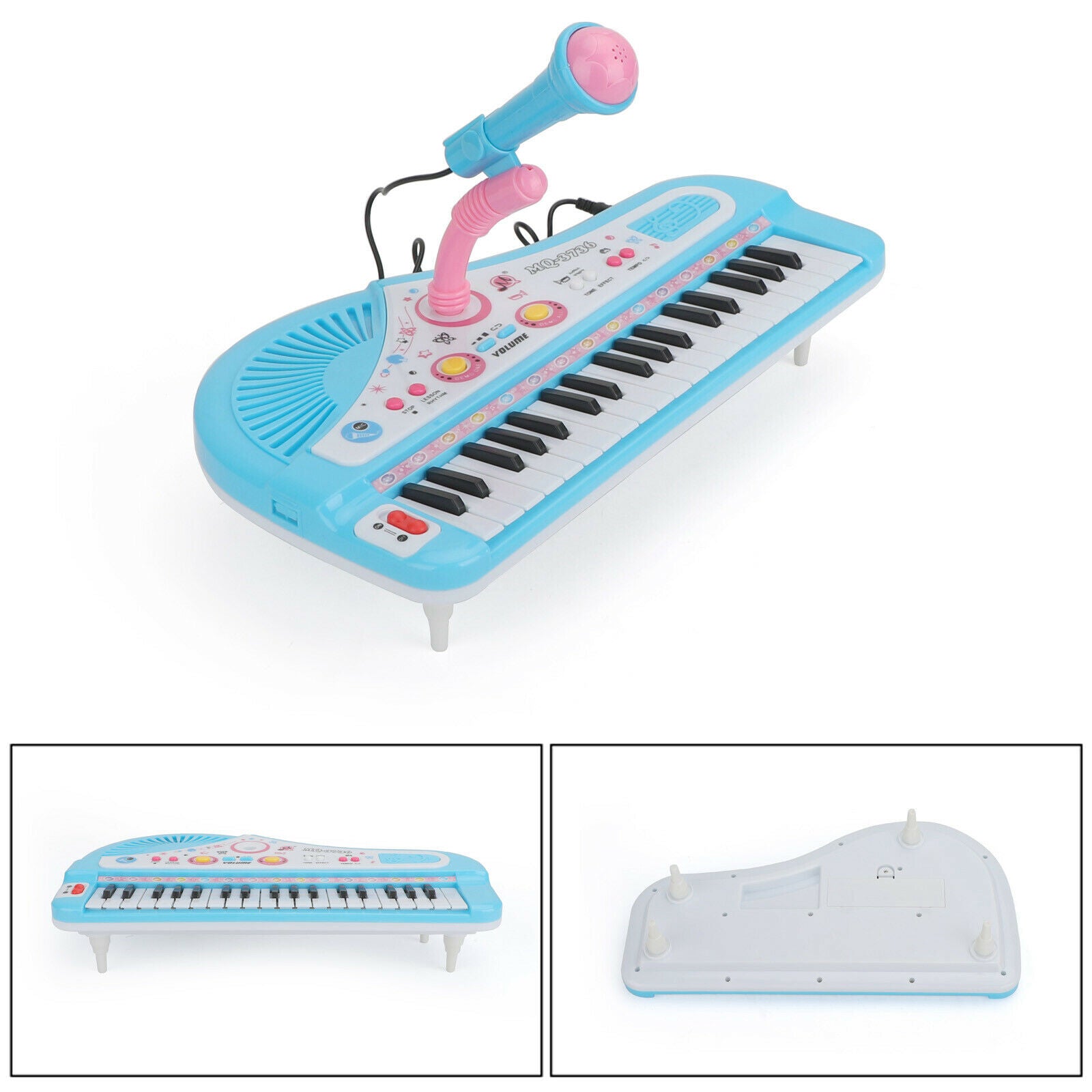 37 Keys Electronic Keyboard Music Kid Electric Piano + Mic & Adapter Blue CA