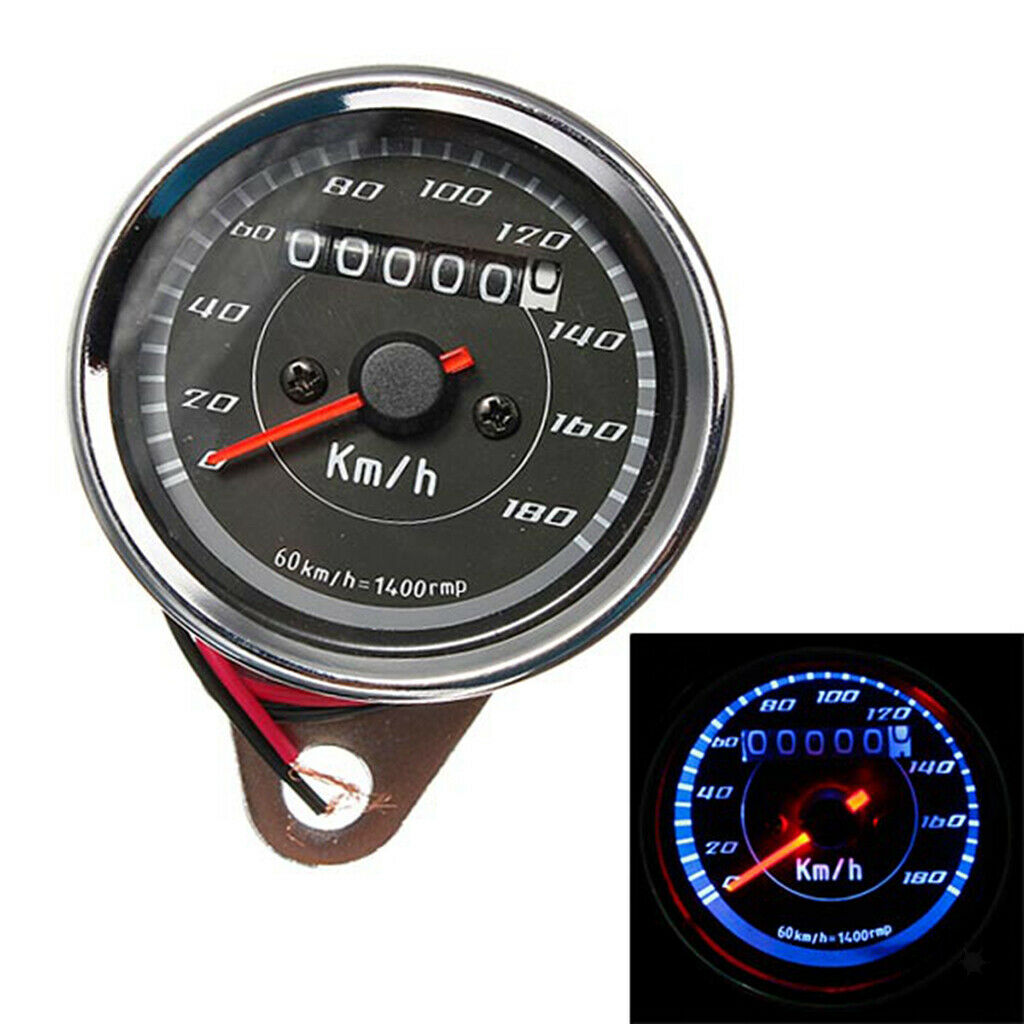 2 Wires Blue LED Speedometer Odometer Multifunction Gauge 0-180 km/h 12V