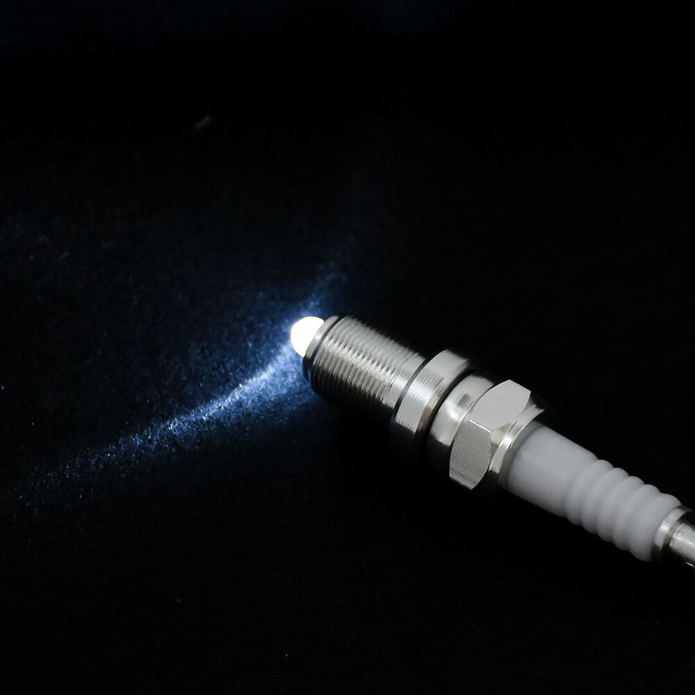 Fashion LED Spark Plug Key Chain Keychain Cool Car Parts Keyring White Light