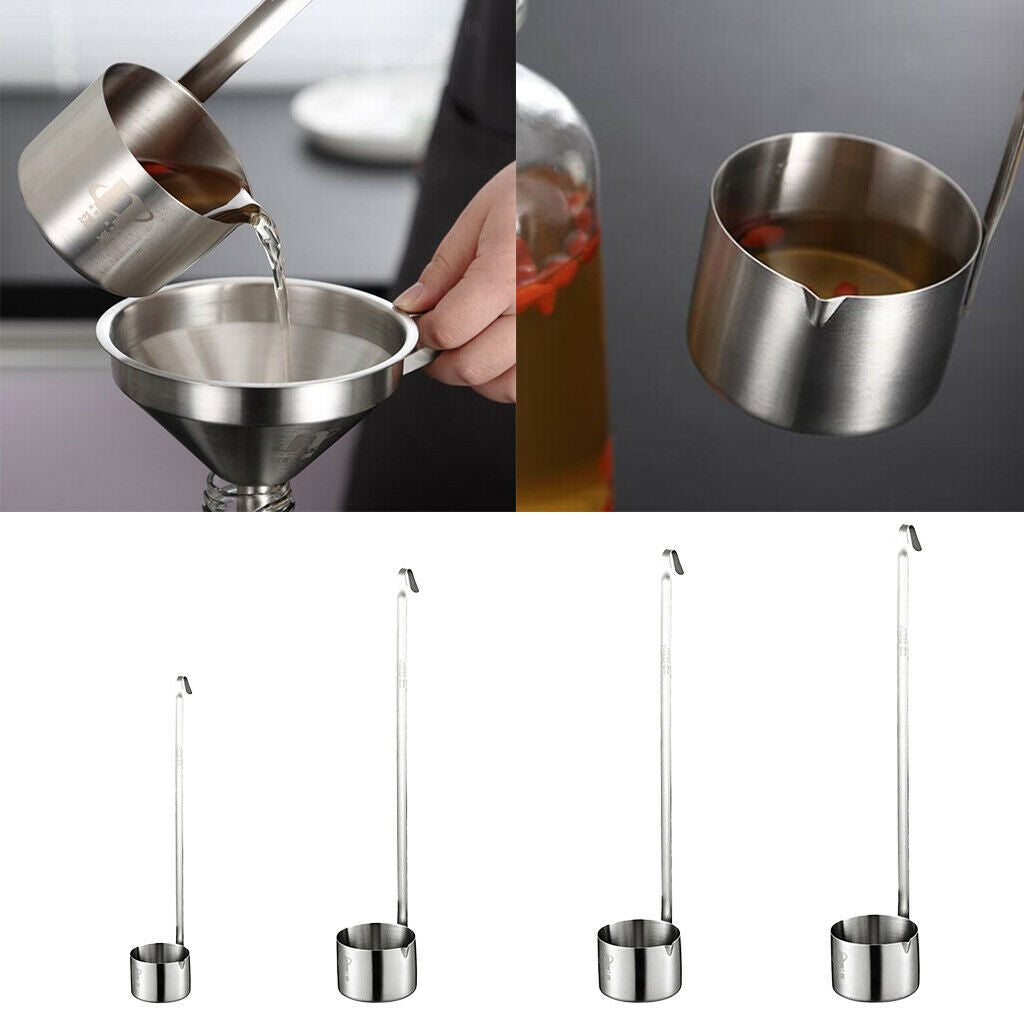 2pcs Wine Pouring Measuring Dipper Ladle Spoon Flat Bottom with Hanging Hook