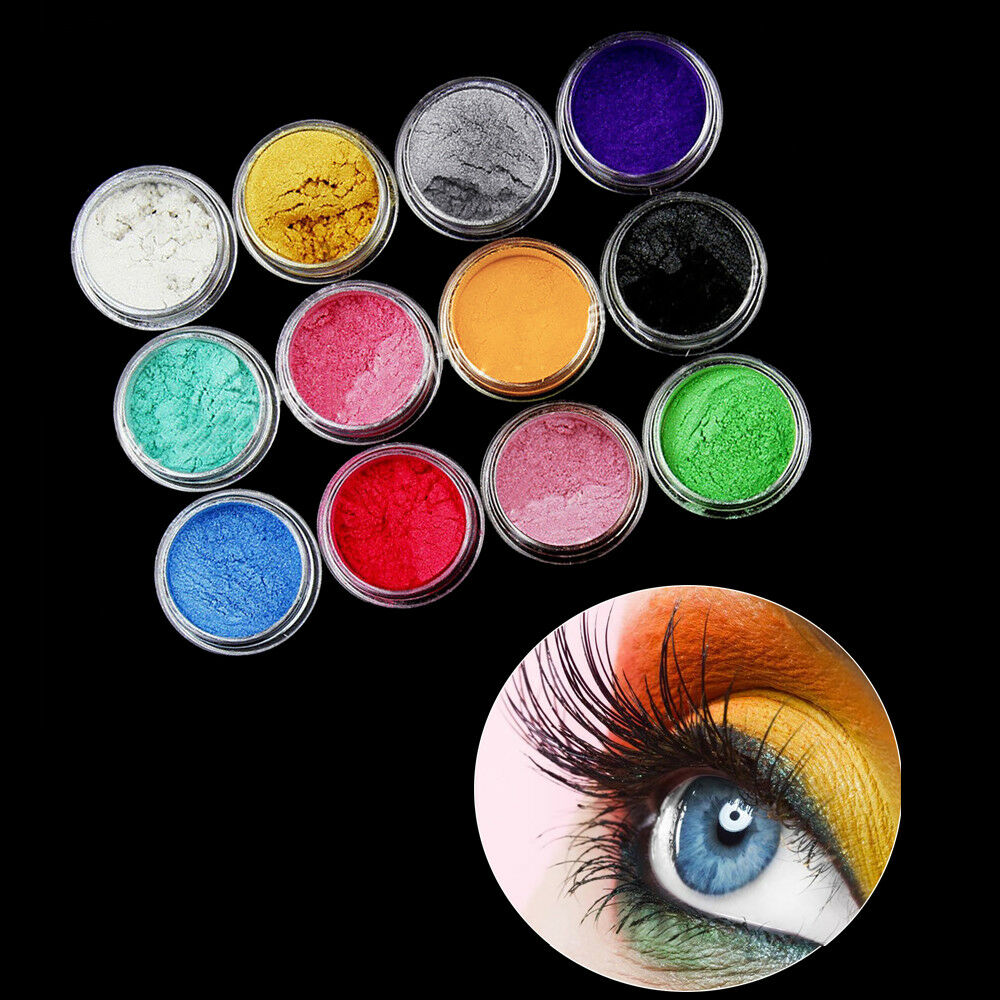 12 Color Glitter Making Bath Bomb Soap Dye Eye Shadow Makeup Pigment Mica Powder