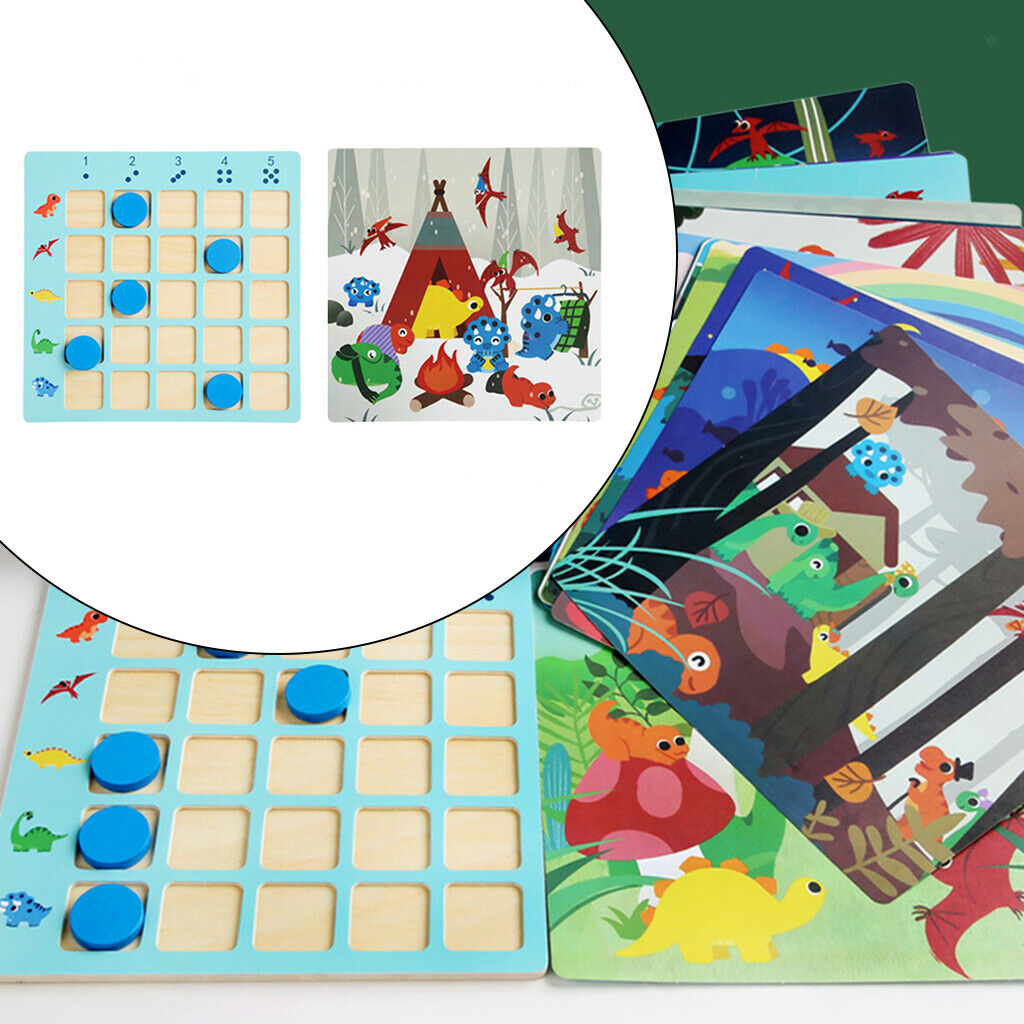 Baby Montessori Wooden Number Dinosaur Count Board Game Early Education Thinking