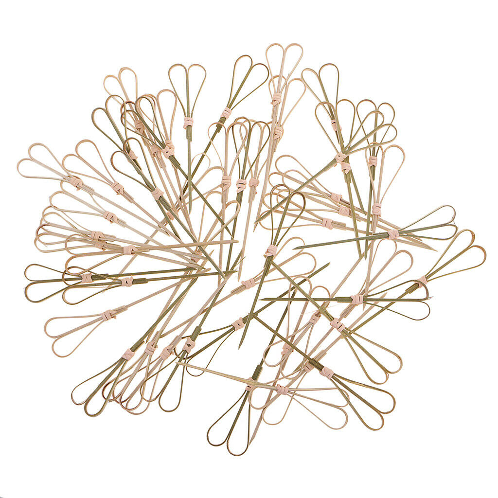 50 Pieces Rustic Bamboo Cocktail Picks Drink Stirrer Fruit Cake Food Sticks