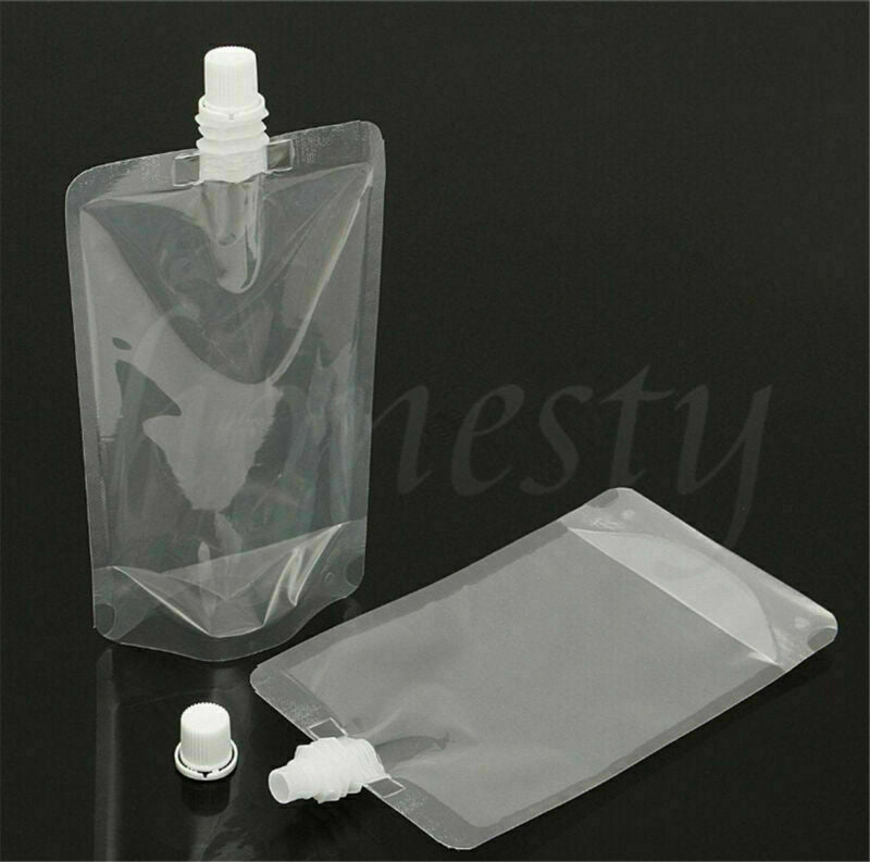 25pcs 100ML Clear Spout Bags Stand Up Bag Liquid Bag Flask Pouch With Cap