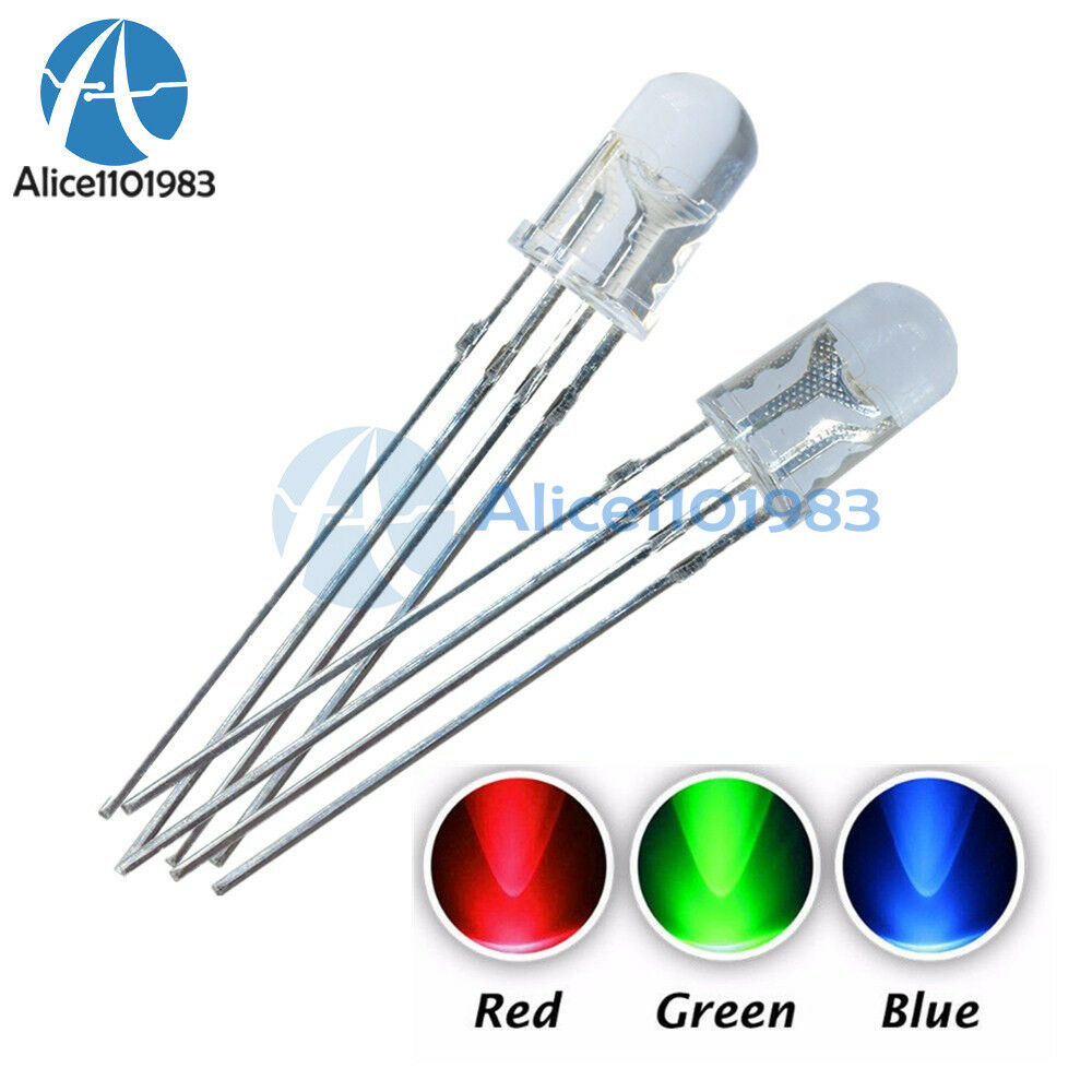 20PCS 5mm 4pin RGB Tri-Color Common Anode LED Light Red Green Blue