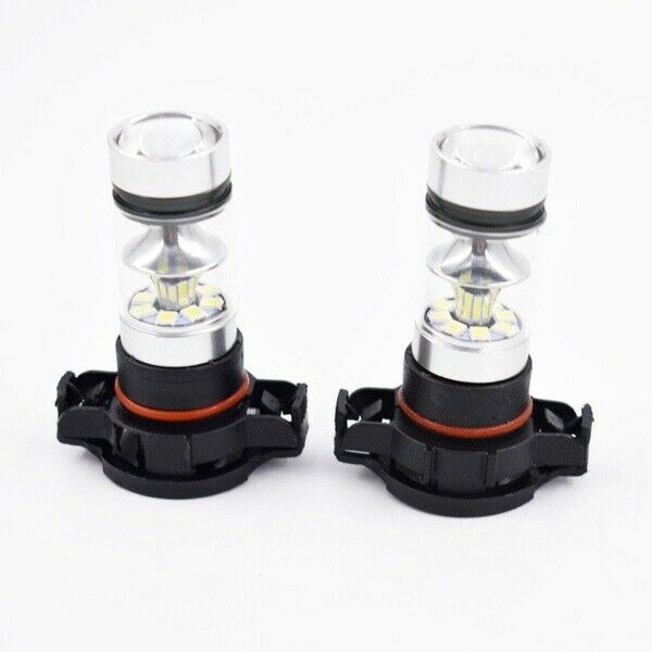 2x 5202 H16 PS24w High Power 100w 6000k Super White Led Fog Drl Lights Bulb T2C2