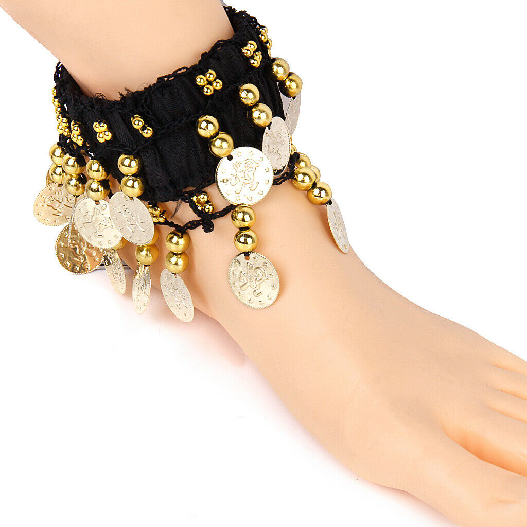 Belly Dance Arm Ankle Cuff Bracelet on Wrist W / 24 Golden Coins -