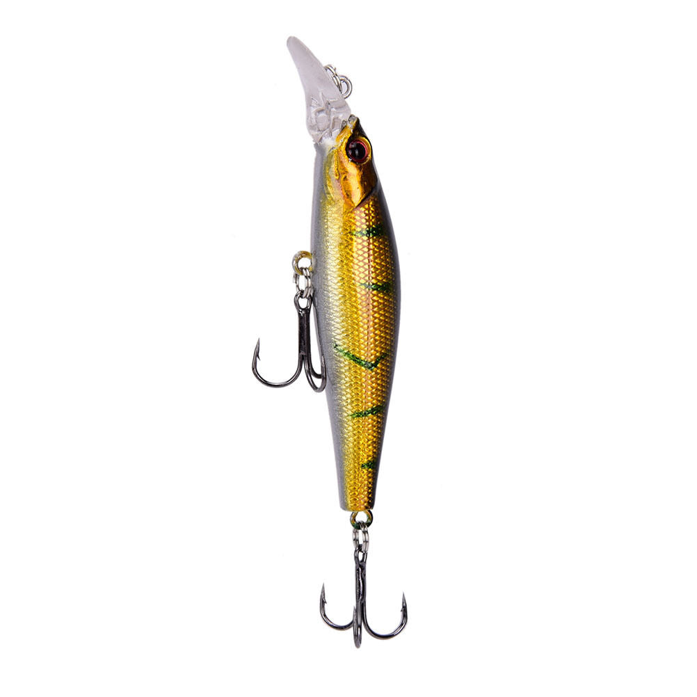 5x/set plastic minnow fishing lures floating rattles bass crankbait 8.5cm/ Lt