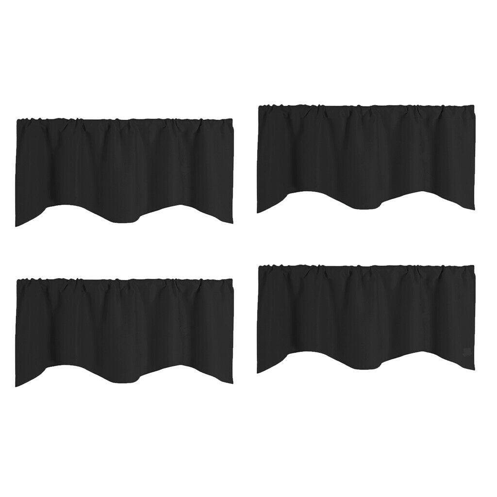 4 Pieces Black Short Curtains Small Window Valances 52x18inch for Kitchen