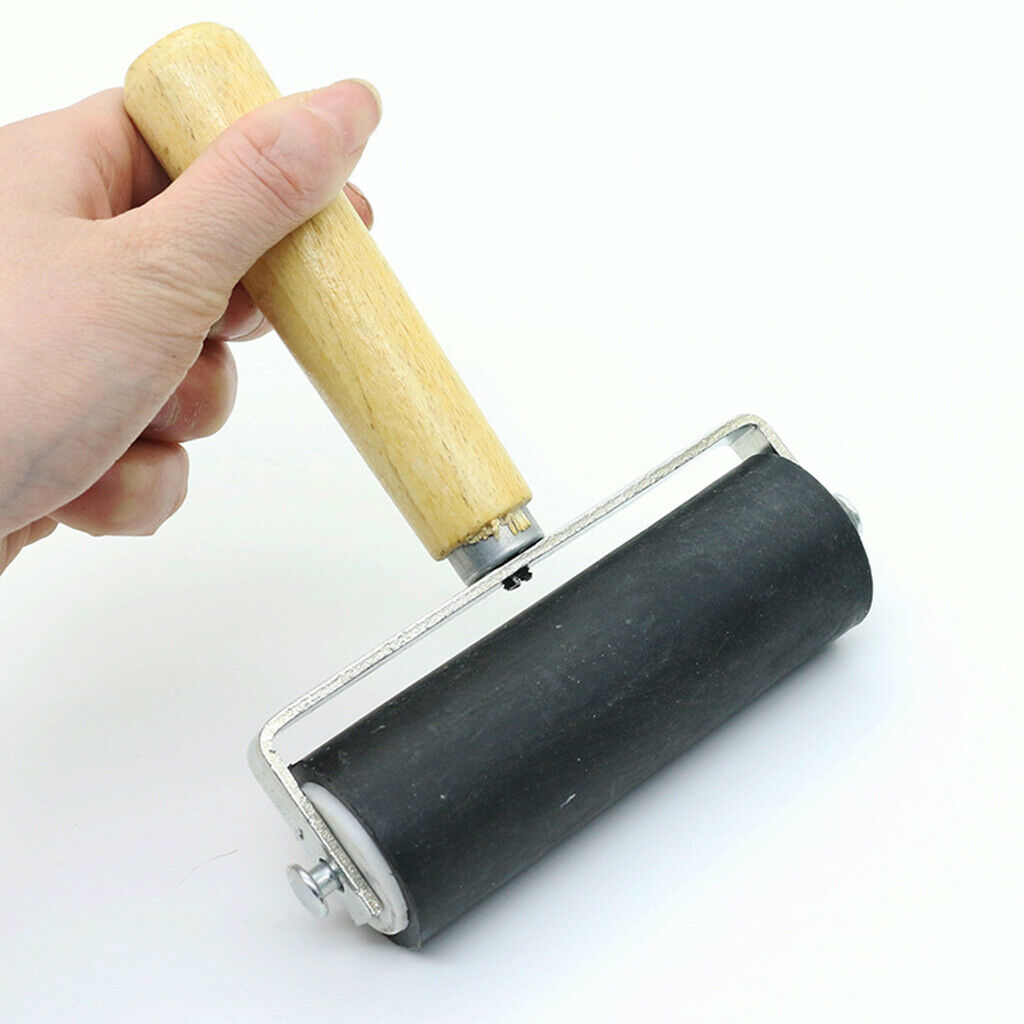 4-Inch Brayer Roller Wooden Handle Ink Applicator Printmaking Stamping Tool