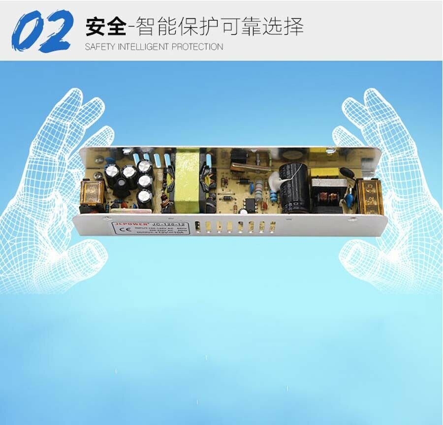 12V 10A 120W Regulated Switching Power Supply LED Strip CCTV PSU Aluminum Shell