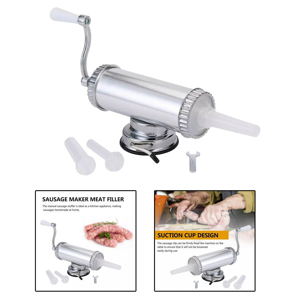 Homemade 2 LBS Sausage Maker Stuffing with 3 Filling Nozzles Attachment