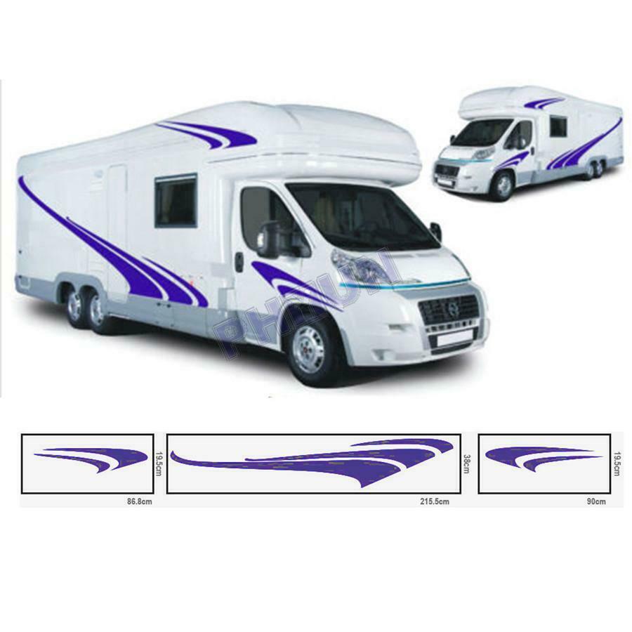 2x RV Caravan Stickers Purple Wave Stripe Look Decoration Decals GraphicsTrim