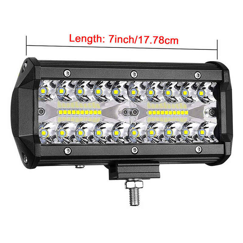 1PC Car LED Light Bar Waterproof 7 Inch 120W 40LEDs Spot Flood Combo Beam N.BDA