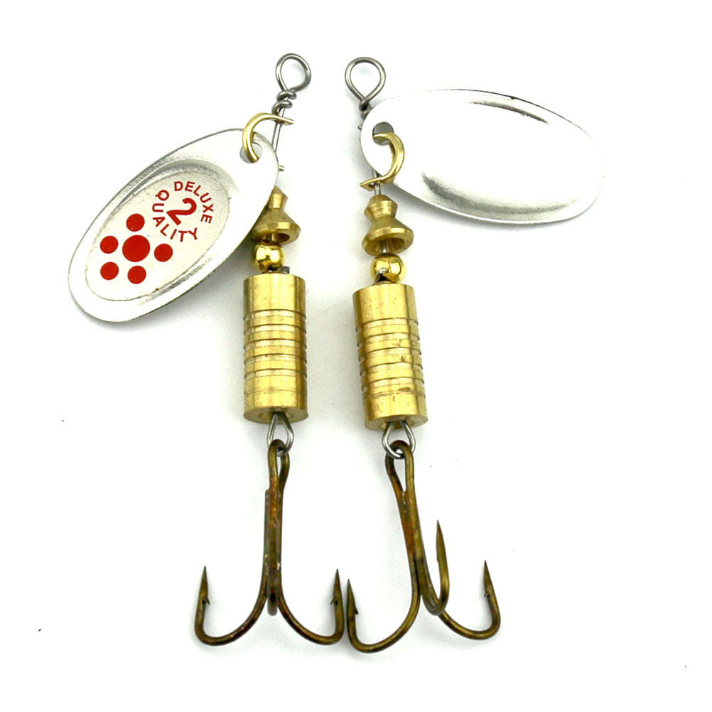 10 Pcs/Set Metal Fishing Baits Metal Dot Pattern Spinner Lures with Hook 6. DD