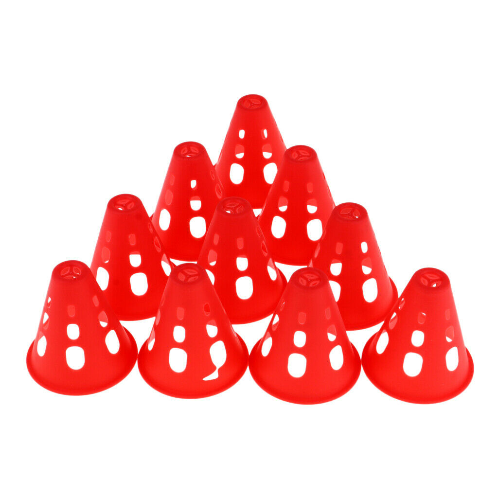2X  10pcs Plastic Windproof Roadblock Sport Training Traffic Road Cones Red