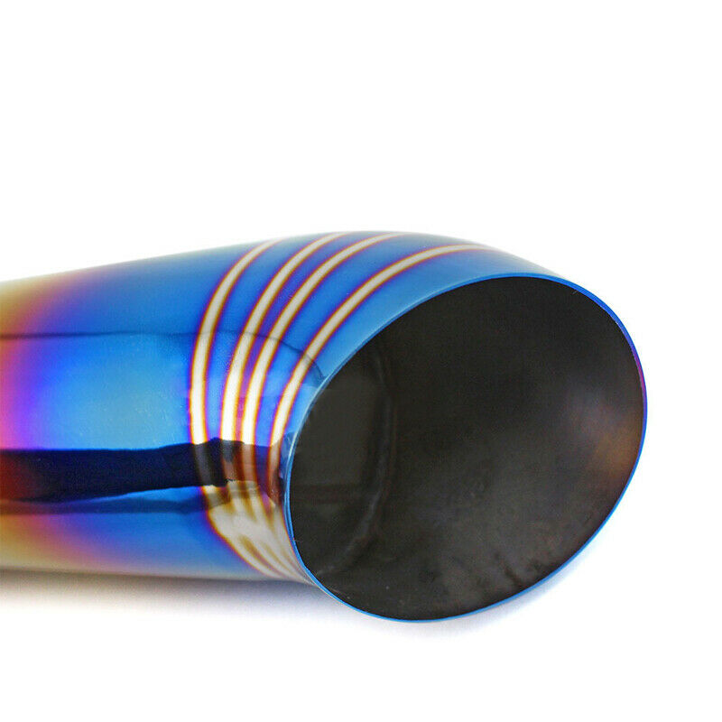 76mm-67mm Car Muffler Exhaust Pipe Tip Half Bend Stainless Chrome Baking Blue