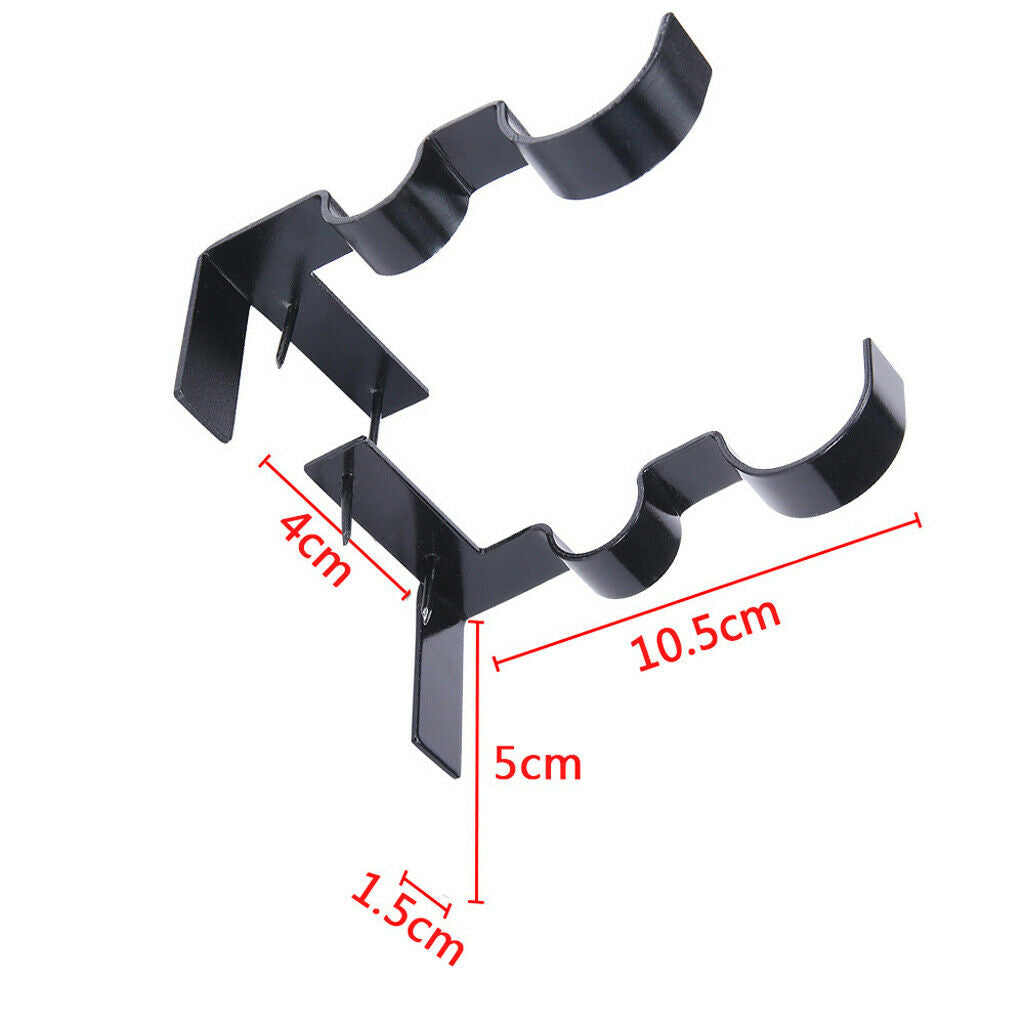 2x Curtain Brackets Metal Curtain Rod Holder Wall Rod+Screw Double_Black