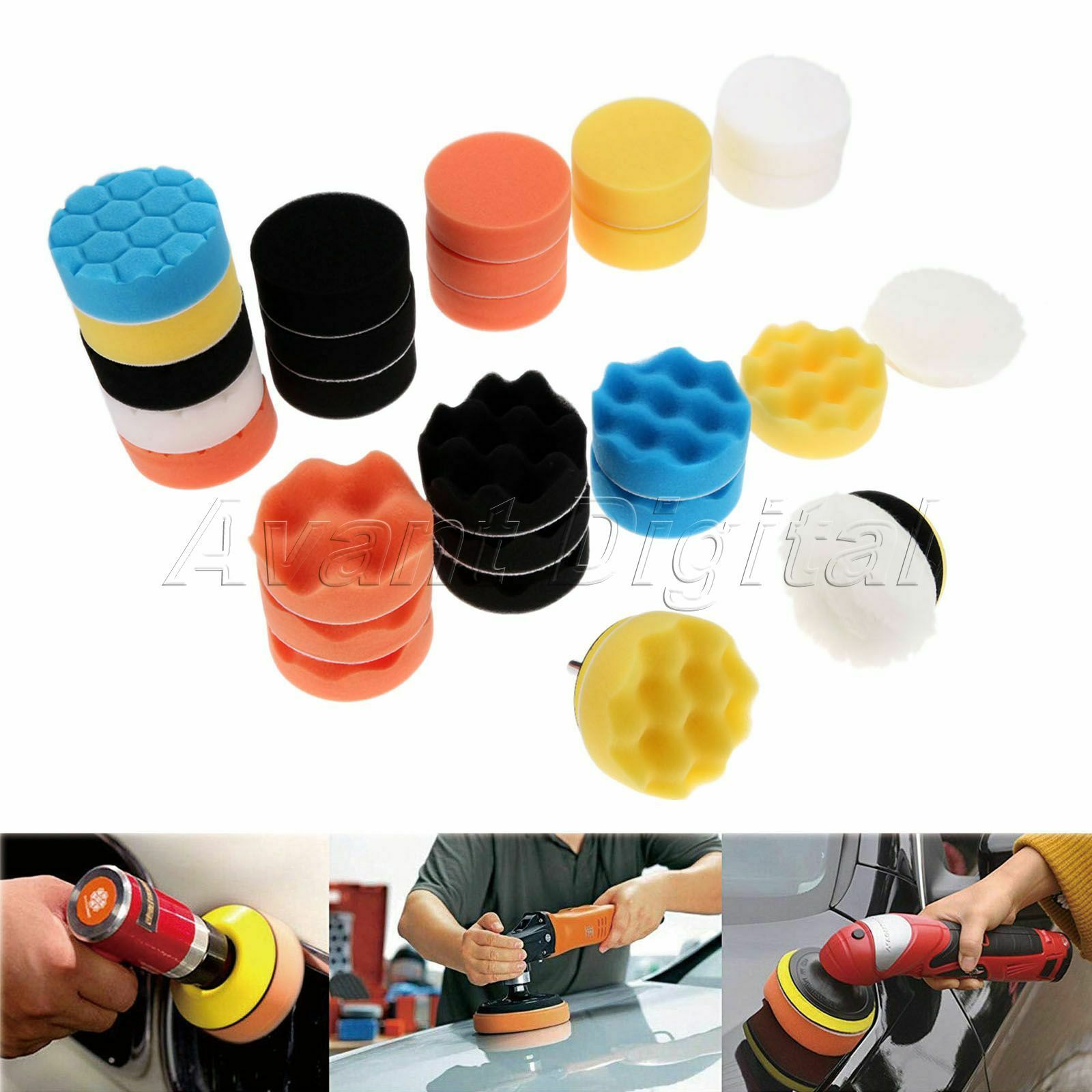 3" Sponge Polishing Waxing Buffing Pads Kit Set For Car Polisher Drill 31 Pcs