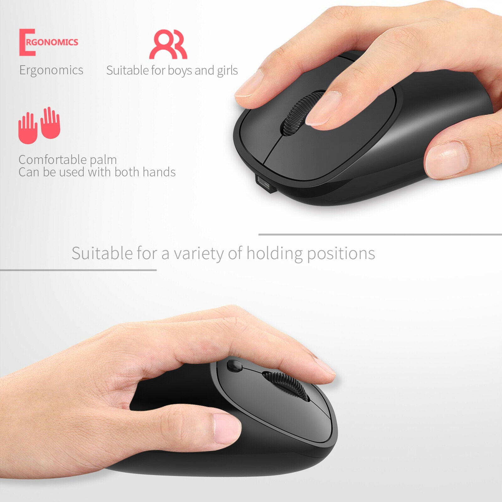 Portable 2.4G Wireless Gaming Mouse Rechargeable Mice for Desktop Laptop