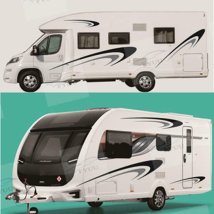 For Camper RV Trailer Stripes Graphics Waterproof Vinyl Graphics Car Stickers 6x