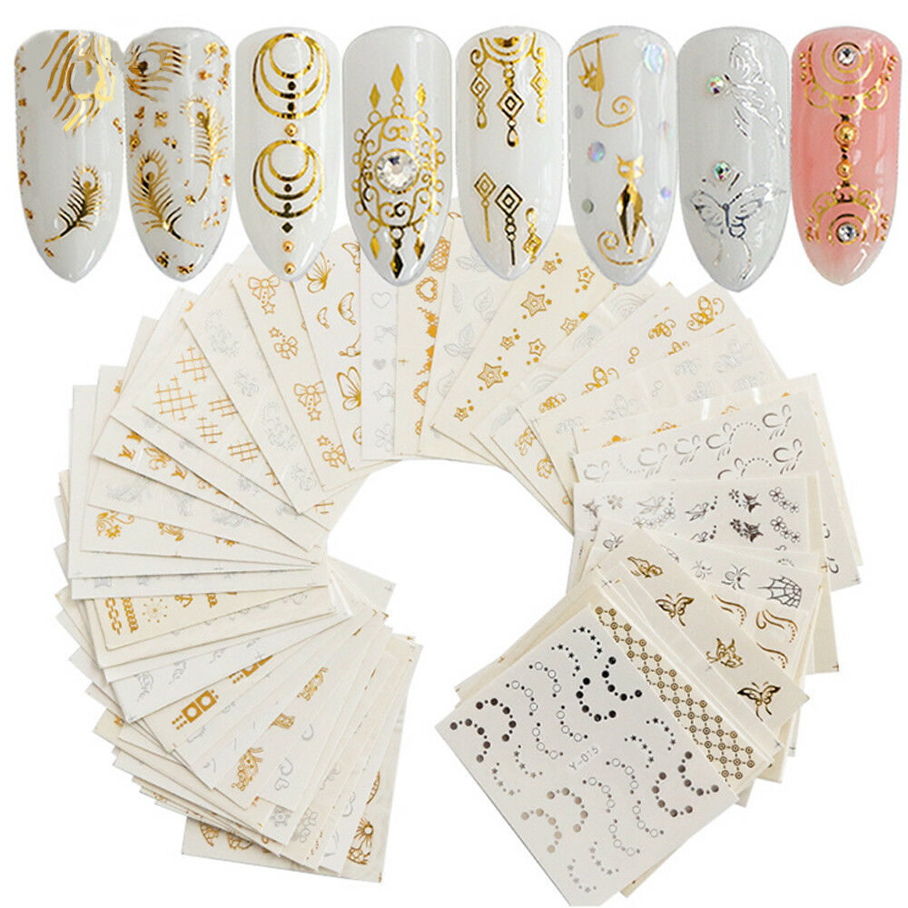 30 Sheets Nail Stickers Water Decals Transfers Feathers Flowers Watermark Decals