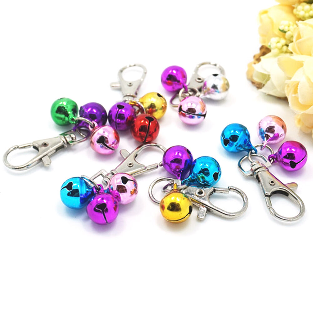 3X Metal Pet Dog Cat Puppy Charms Jingle Bells With Clips For Necklace Col.l8