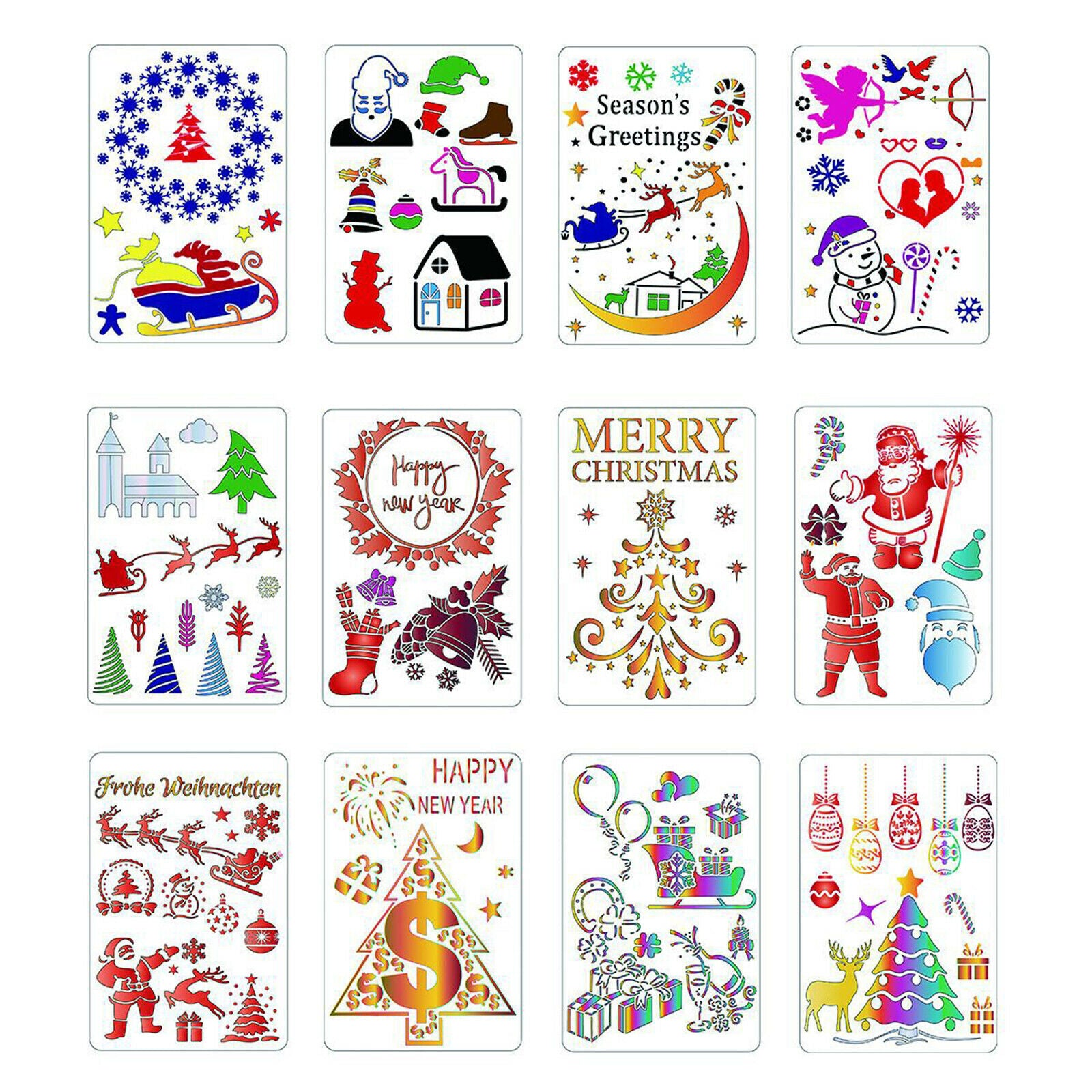 12x Christmas Stencils Christmas Tree Template Planner Cake Body