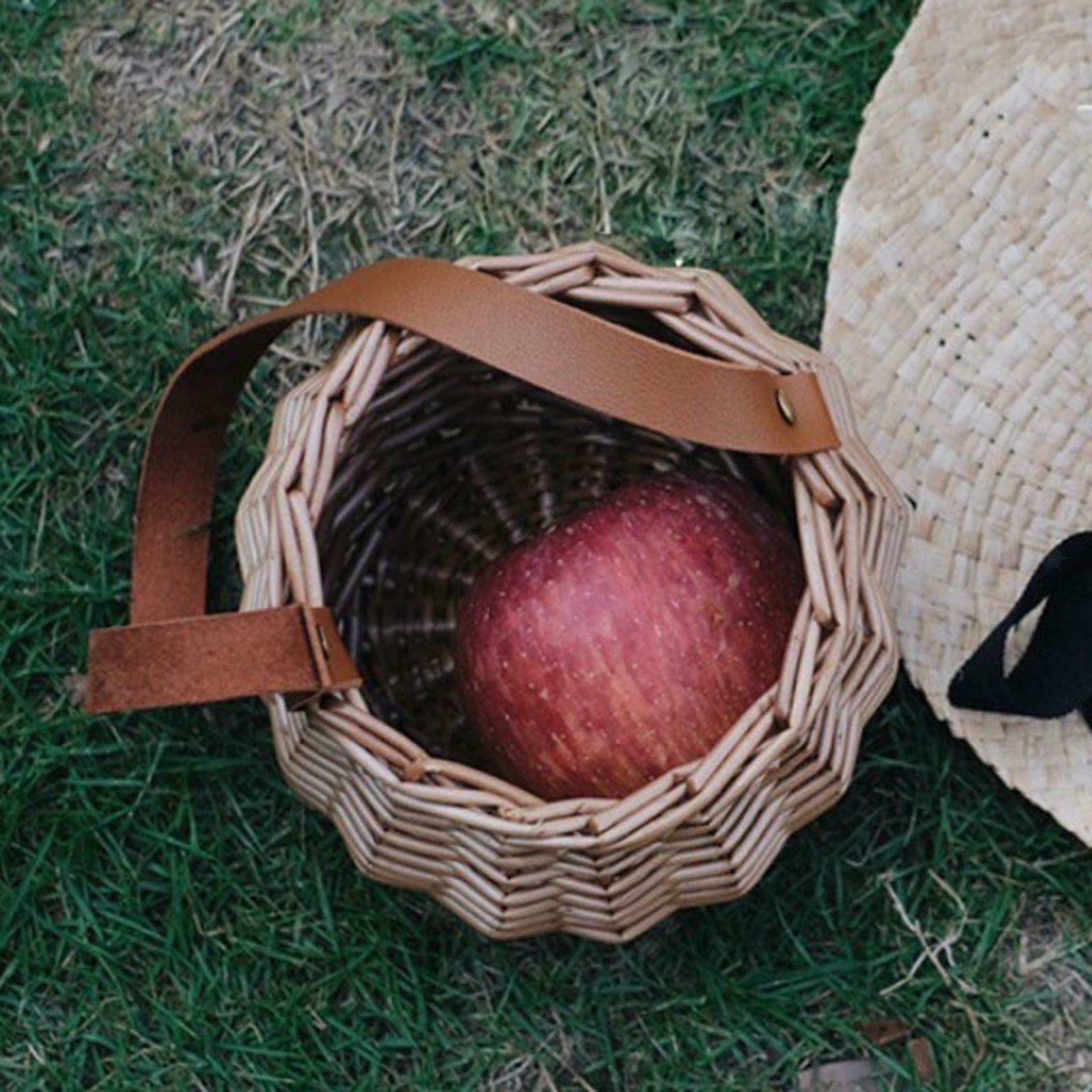 Rustic Woven Storage Basket Picnic Flowers Storage Tray Home Decor