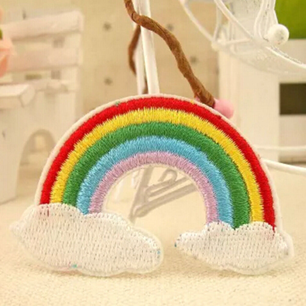 2X Rainbow Peace God Love Cloud Iron on Patch Applique Sew Badge Embroide.l8