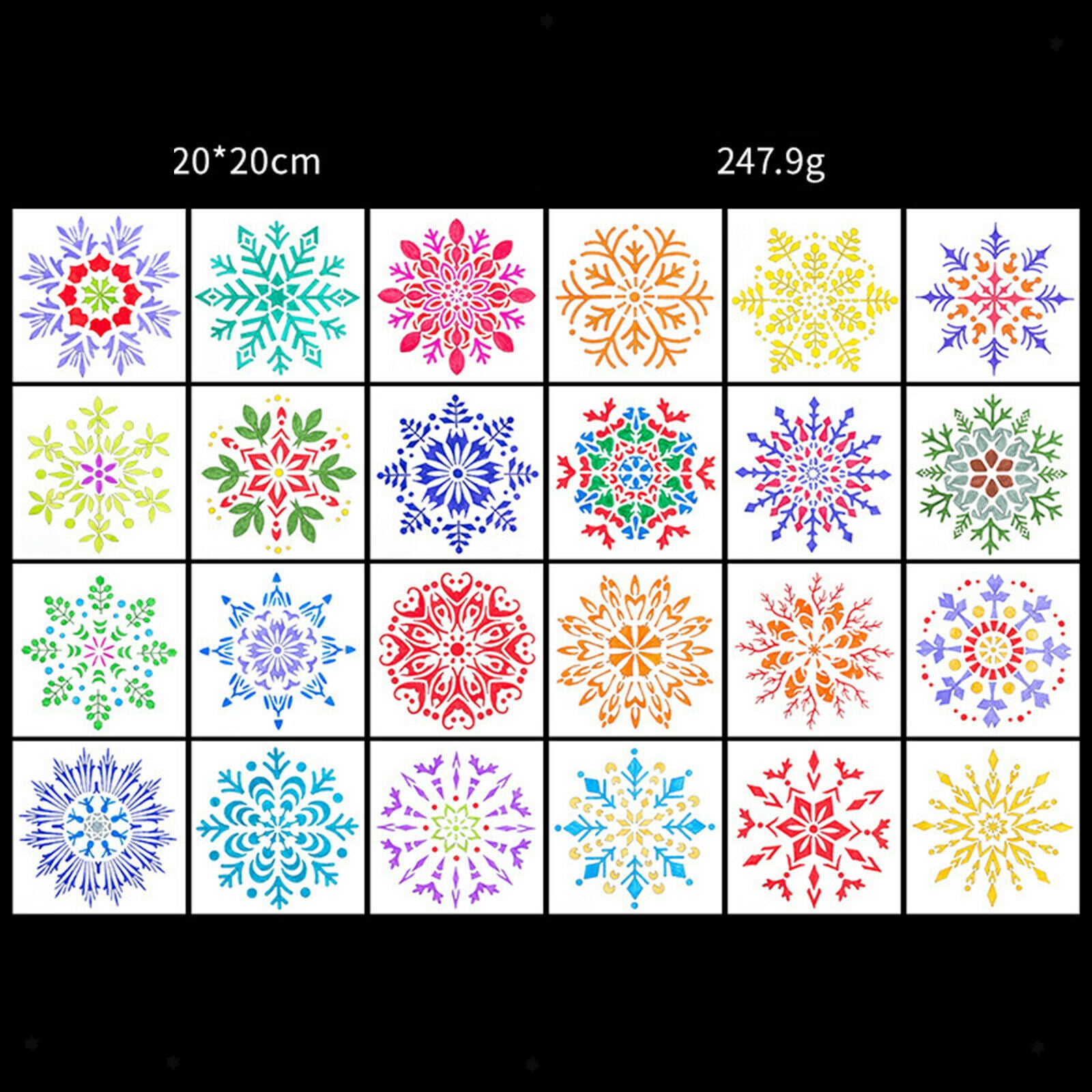 24Pcs Mandala Templates Stencils DIY Wall Cake Painting Album Art Project