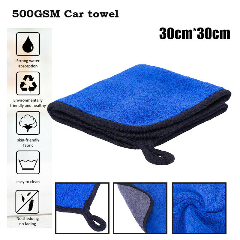 Car Wash Microfiber Towel Auto Cleaning Drying Cloth Hemming Absorbent 500GSM