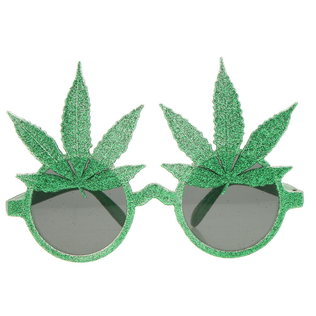 Novelty Glitter Green Maple Leaf