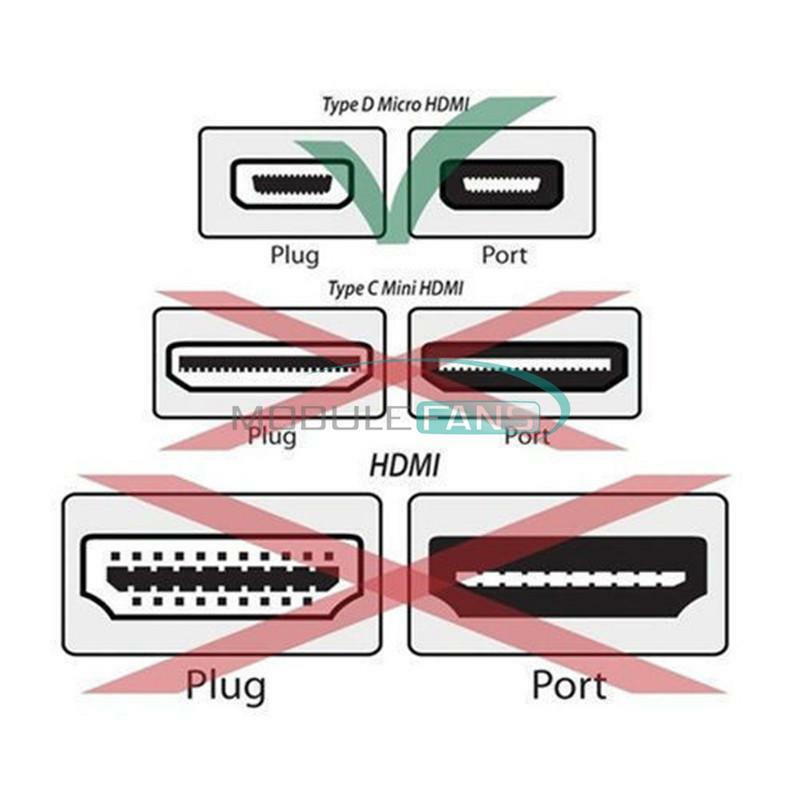 2PCS Black Micro HDMI(Type D) Male to(Type A) Female Adapter Connector For HDTV