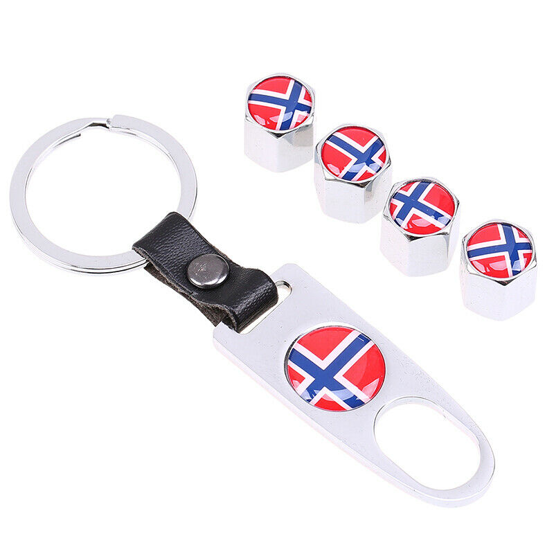 Universal Car Auto Wheel Tyre Tire Valve Dust Stems Air Caps + Keychain For Ford