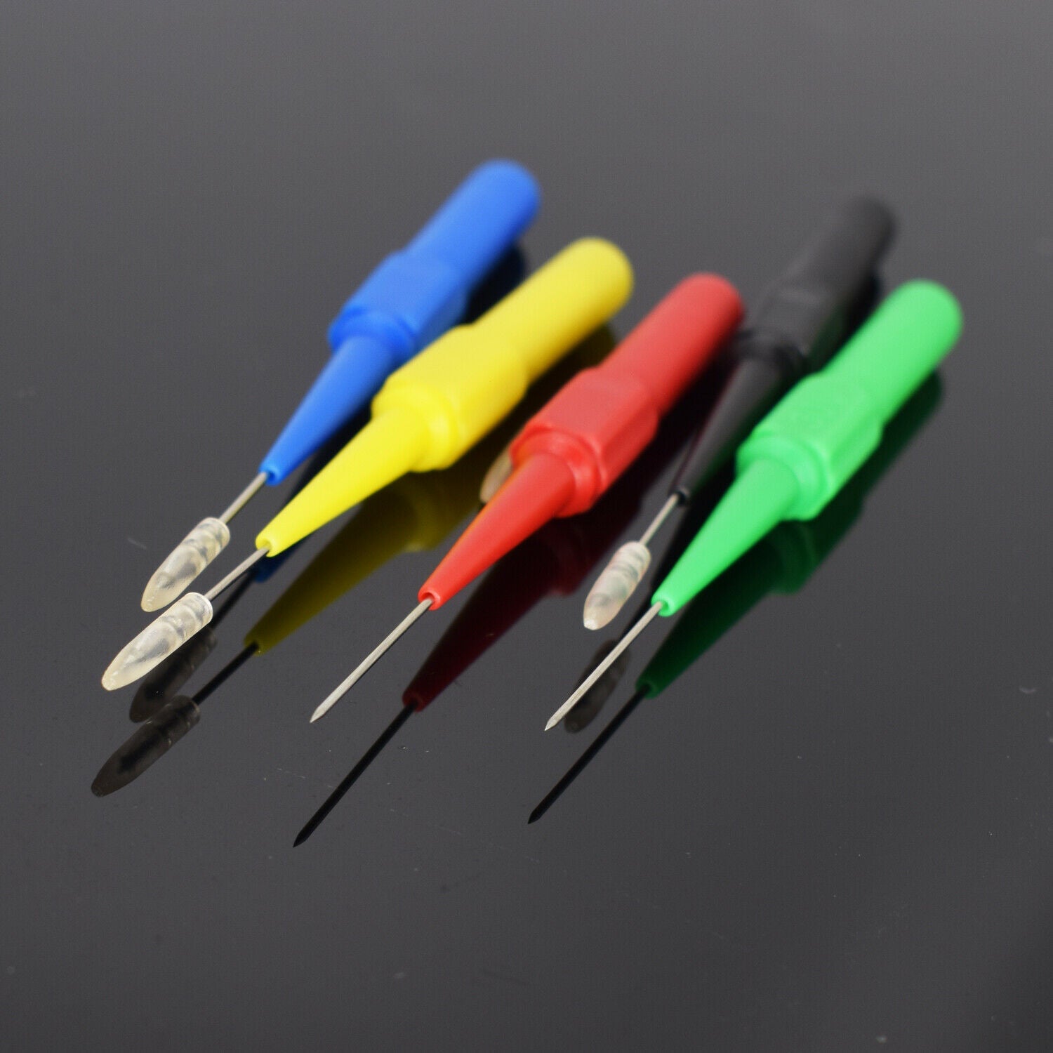 4set 5Color 4mm Female Banana to 0.7mm Tip Insulation Piercing Needle Test Probe