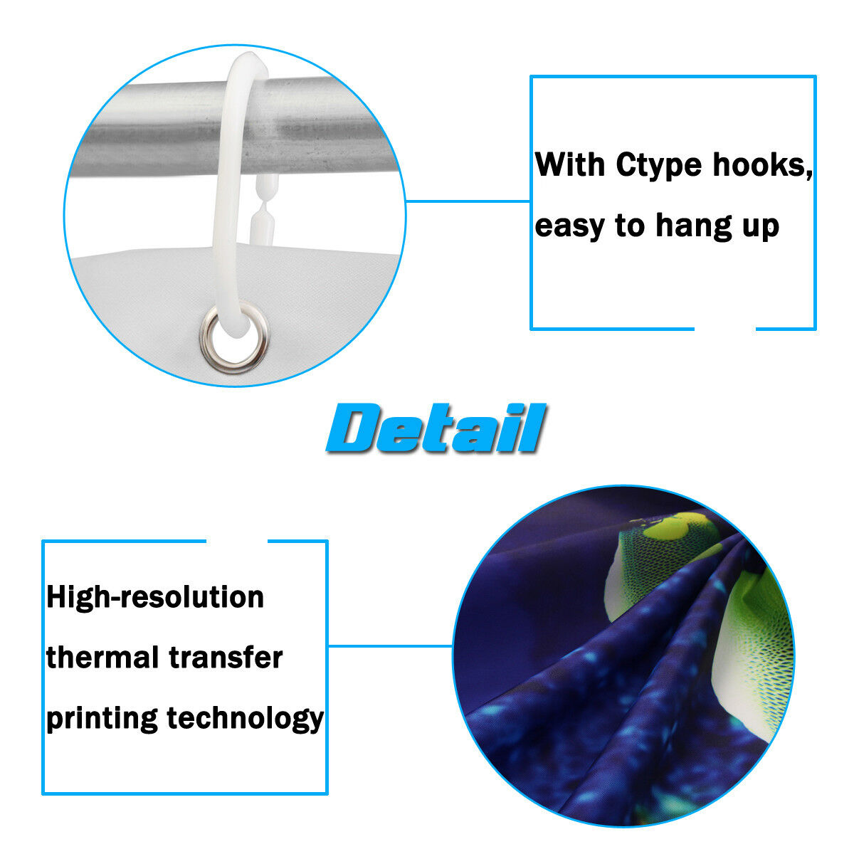 Dolphin Deep Sea Underwater Waterproof Polyester Shower Curtain Hooks 71''x71"